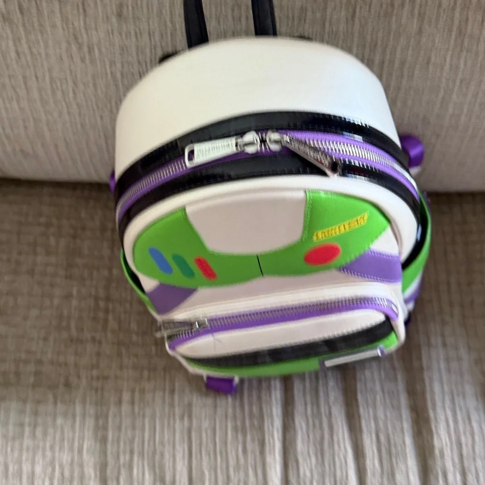 Disney Loury Buzz Lightyear Backpack - Green, Purple, White apx 12 by 8